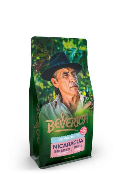 Beverich PREMIUM Ursprungskaffee NICARAGUA, ganze Bohne, 100% Arabica, single origin, Sortenrein, Barista Trommelröstung, 250g